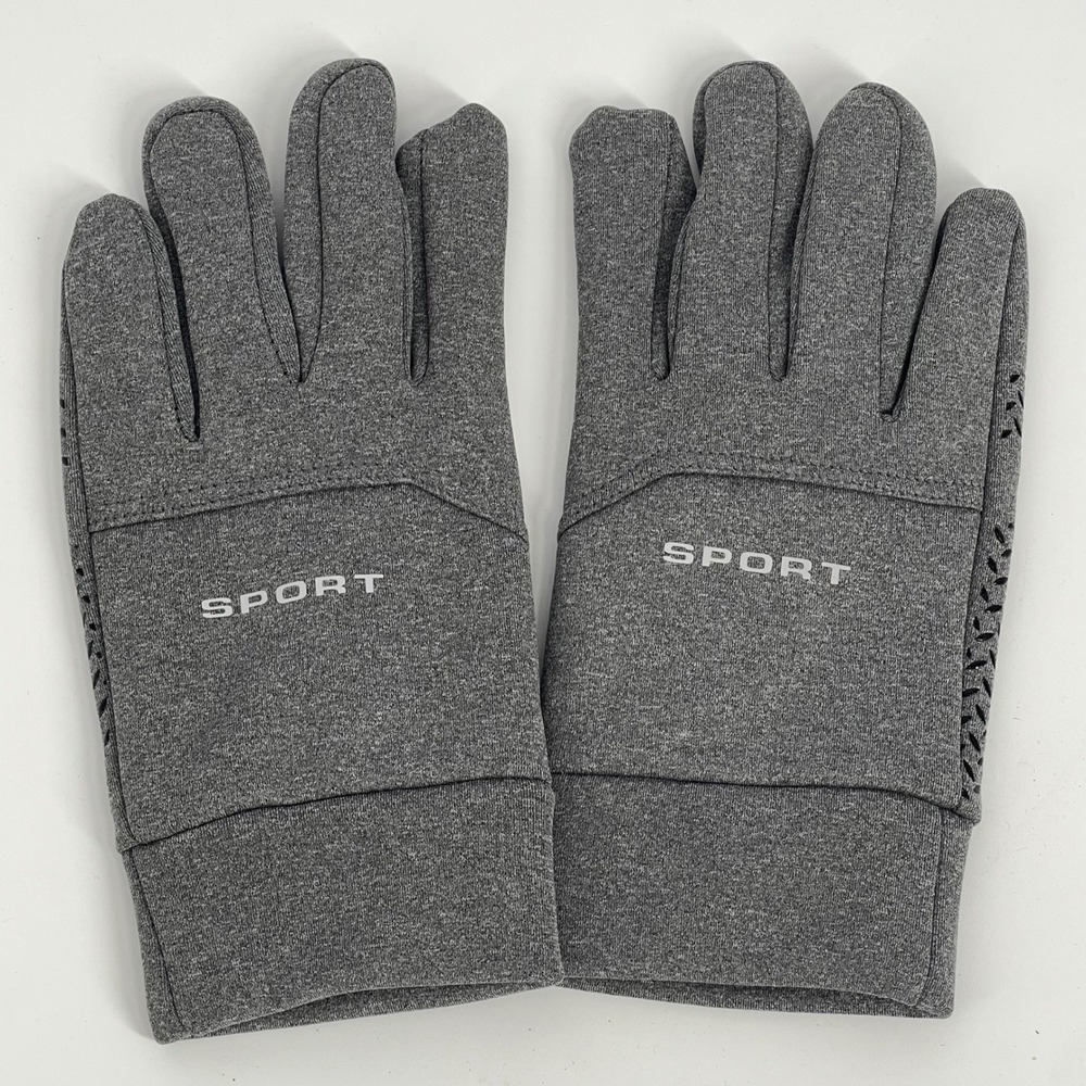 Sport Mens Touchscreen Athletic Gloves Gray Grip Outdoor Running One Size New